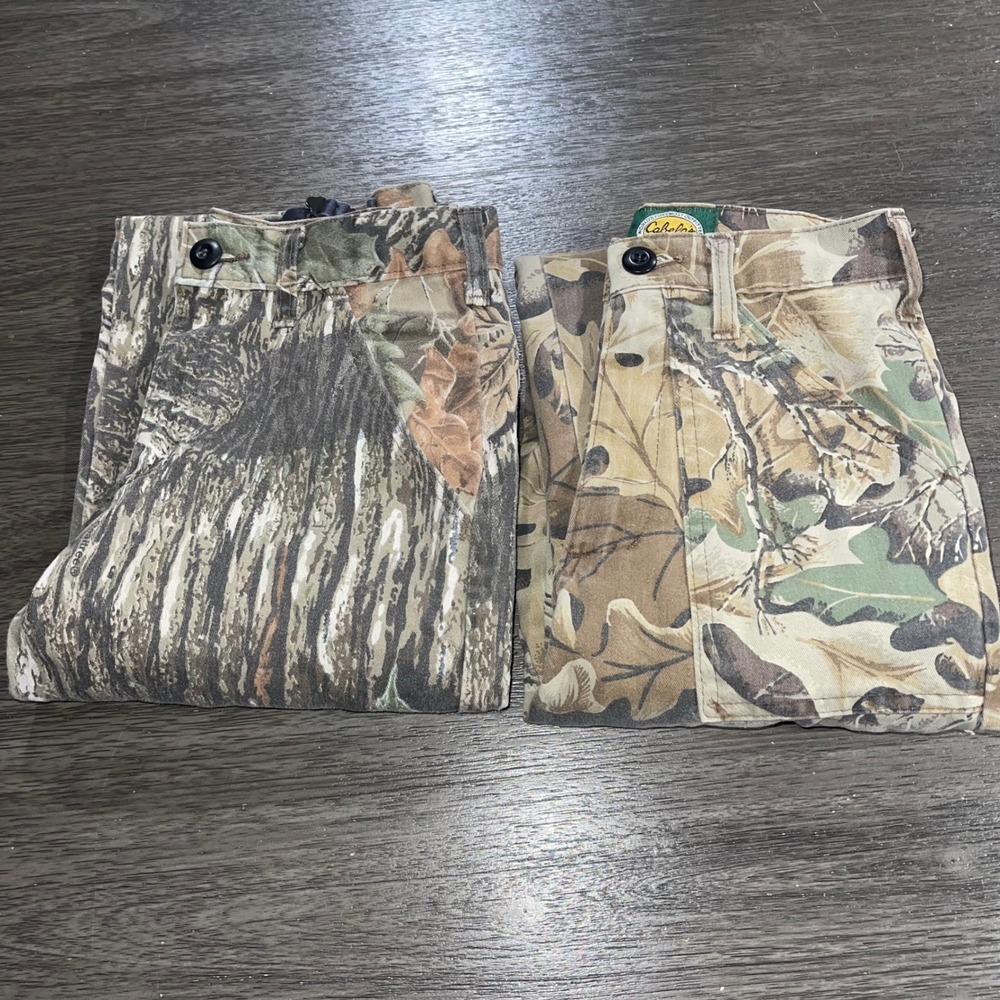 Cabelas and Liberty Kids 10 Camo Cargo Pants Lot of 2 Realtree Hunting Utility